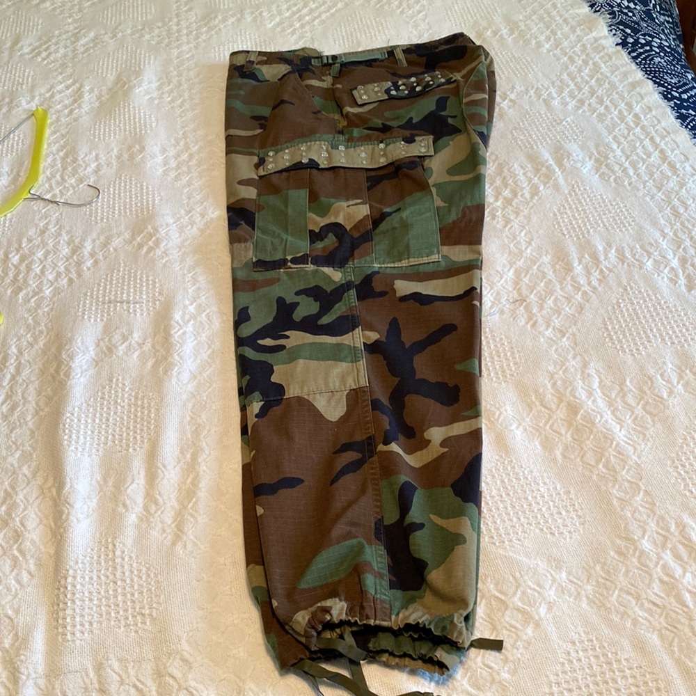 Camo pants with rhinestone embellishments. Size medium